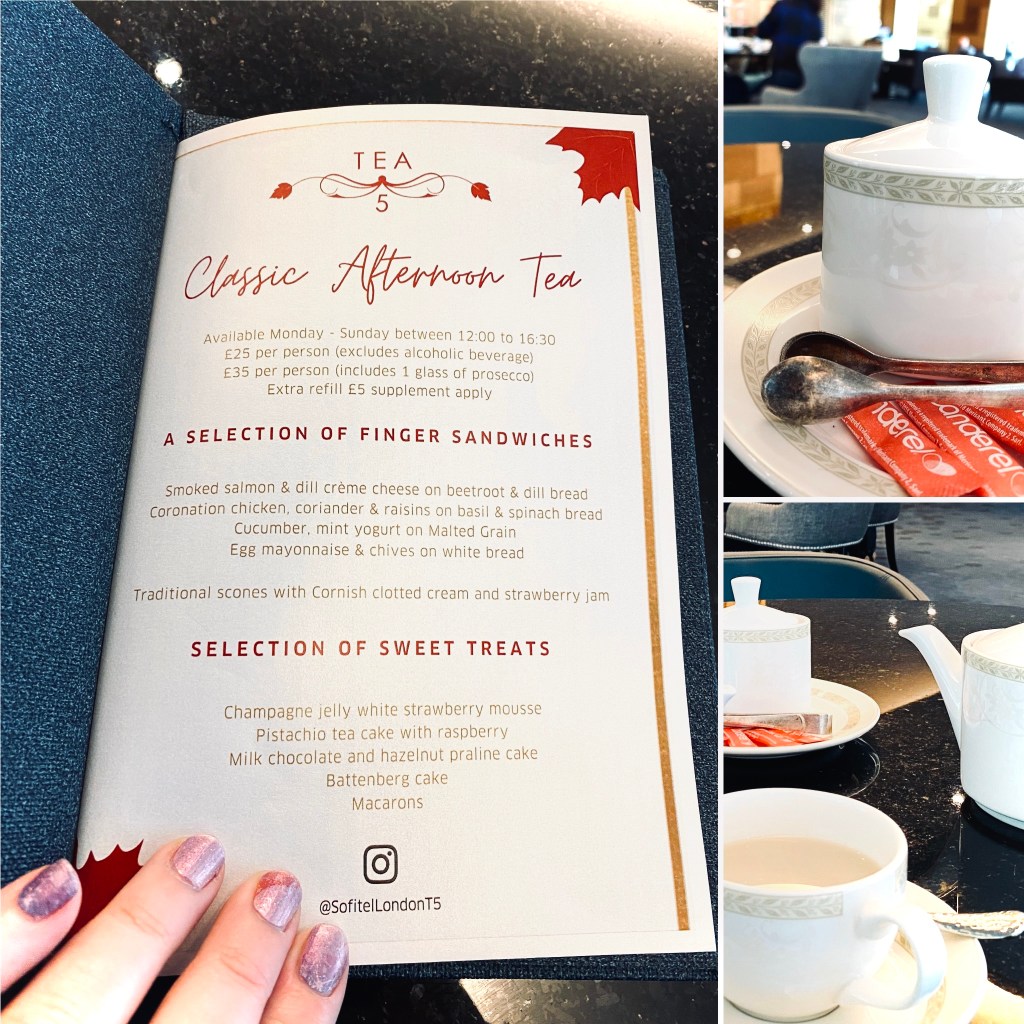 Pics of the menu, tea and sugar